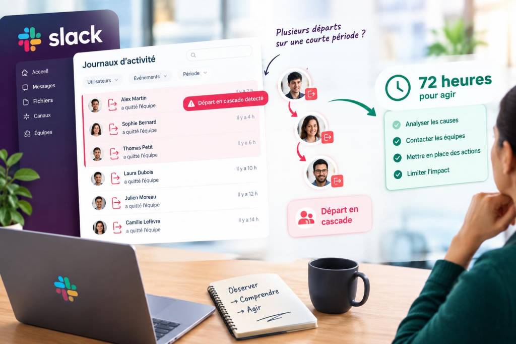 Comment utiliser les journaux d'activité Slack pour détecter un départ en cascade et intervenir en 72 heures